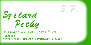 szilard petky business card